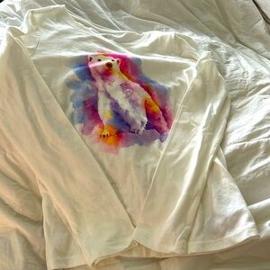 Never Worn! GAP Kids long-sleeve white shirt with water color Polar Bear graphic